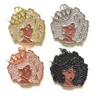 Afro Queen Diva Charm Pendant Fashion Bling Shoe Jewelry Accessory Metal Decoration with Alloy Buckle for Women