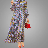 2026 Nouveaux Kaftans Modernes Style Marocain Nouvelle Collection Abaya à Dubaï Robe Longue Maxi Imprimée 100 % Polyester à Manches Longues