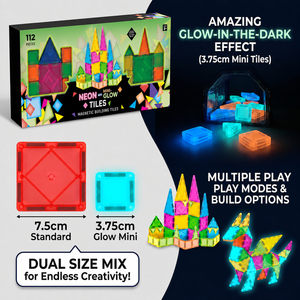 Bloques Magnéticos para Niños, 112 Piezas, Mini Set Combinado 2 en 1, 7.5cm + 3.75cm, Brillan en la Oscuridad, Bloques de Construcción STEM, <span class=keywords><strong>Juguetes</strong></span> Educativos - Product Image 2