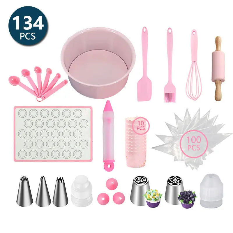 Hot Sale Pink Back zubehör Backen Gebäck Werkzeuge Kuchen Dekorieren Werkzeugset Machen Sie Keksform Werkzeuge Set für Anfänger