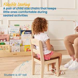 Set di Mobili Montessori per Asilo Nido, Tavoli e Sedie in Legno Massello per Centro di Apprendimento Precoce, Scrivanie con Angoli Arrotondati per Bambini - Product Image 2