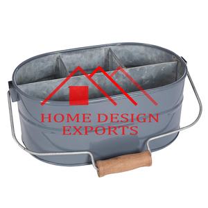 Carrito de metal galvanizado hecho a mano para utensilios de cocina con mango de hierro y empuñadura de madera en acabado Gris, superventas - Product Image 2