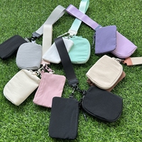 Dompet Mini 2 in 1 dengan Ritsleting di Sekitar Pergelangan Tangan, Tas Kantong Ganda, Gantungan Kunci Portabel, Kantong Koin, Tempat Kartu, Dompet