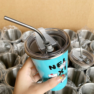 Gobelet en acier inoxydable grande capacité avec paille pour les voyages et l'usage quotidien - Product Image 2