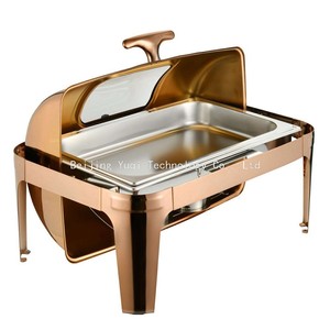 Chauffe-plat commercial en acier inoxydable 201 couleur or rose 9L avec couvercle transparent pour hôtels, mariages, soupes, dim sum – Amélioration instantanée de luxe - Product Image 6