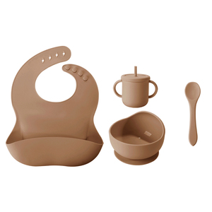 Nouvel arrivage Bol à ventouse forte et non toxique écologique Cuillère Fourchette Ensemble Bavoir d'alimentation Bol et <span class=keywords><strong>assiette</strong></span> en silicone pour bébé - Product Image 6