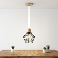 Lámpara Colgante Nórdica Moderna de Metal y Madera, Estilo Jaula, para Decoración de Hotel, Hogar, Cocina y Dormitorio
