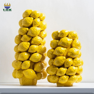 <span class=keywords><strong>Vaso</strong></span> in Ceramica Personalizzato Fatto a Mano a Forma di Limone Giallo dal Design Moderno di Lusso Art Déco per Arredamento Casa - Product Image 1