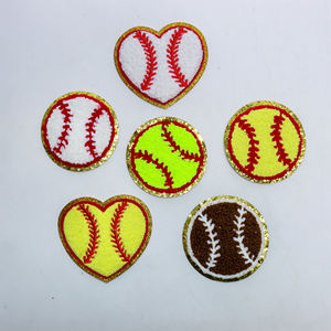 シェニールパッチバレーボールテニスラケットピックルボールサッカー野球ゲームデースポーツパッチに自己接着鉄をパーソナライズ - Product Image 4