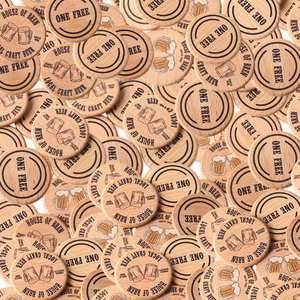 Jetons de boisson personnalisés avec logo, jetons en bois ronds imprimés pour les cafés, les bars et les restaurants - Product Image 2