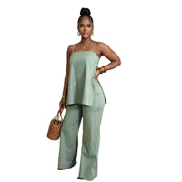 Ensemble deux pièces pour femme, deux couleurs, débardeur sans manches et pantalon large, vêtements d'été quotidiens, tailles S-XXL
