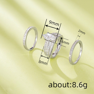 Set di anelli geometrici Marquise da donna, gioielli di lusso con zirconi, regalo per matrimonio e fidanzamento - Product Image 4