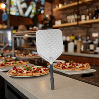 Pelle à pizza en aluminium anodisée 66cm avec poignée mentale courte détachable Pelle en aluminium perforée carrée de 12 pouces