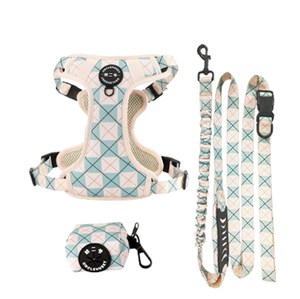 Meise工場カスタム ラグジュアリー 子犬用リーシュカラー 調節可能 ペットうんちバッグ バンダナ リバーシブル 通気性ネオプレンセット 犬用ハーネス - Product Image 6