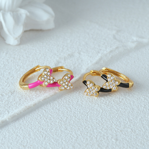 CANNER Nuevos Pendientes de Aro de Plata de Ley S925 con Incrustaciones de Circonio en Forma de Mariposa, Pendientes de Mariposa Esmaltados Chapados en Oro de 18k, Regalo para Niñas - Product Image 4