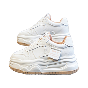 GON22 <span class=keywords><strong>Scarpe</strong></span> <span class=keywords><strong>Sportive</strong></span> Casual con Suola Spessa, Foderate in Pile, Bianche, con <span class=keywords><strong>Tacco</strong></span> Nascosto, Chiusura con Lacci, in Vera Pelle, per Aumentare l'Altezza, Autunno - Product Image 1