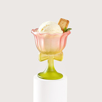 Gobelet en verre givré avec nœud papillon de 100 ml pour dessert glacé, pudding, fête de mariage, design personnalisé, avec boîte cadeau