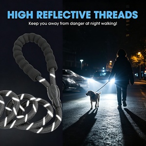 Comforting Pet Leashes 8mm Reflective Threads Rope Webbing Non Tangle <b>Dog</b> Leash Bulk Small Large <b>Dogs</b> Black Walking Training - Product Image 3