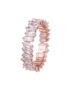 Keabadian Band 18K Baguette Berlapis Emas Pemasok Emas Zirkonia Kubik 925 Cincin Wanita Perak Murni