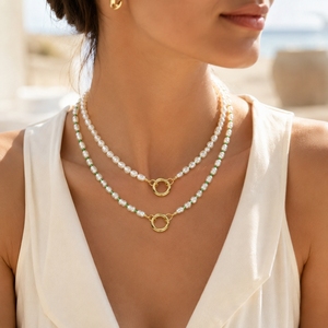 Collana di Perle Barocche Personalizzata <span class=keywords><strong>da</strong></span> 18 Pollici, 100% Perle d'Acqua Dolce Naturali 3-4MM, Chiusura Placcata Oro 18K per Signore - Product Image 6