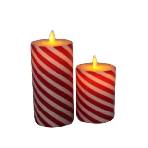 Best-selling domestic best wholesale LED candle peppermint stripe Christmas decor