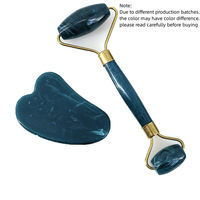 Kit de massage facial et oculaire double tête en quartz rose en résine, avec rouleau et Gua Sha, pour raffermissement de la peau et lifting, usage commercial et domestique
