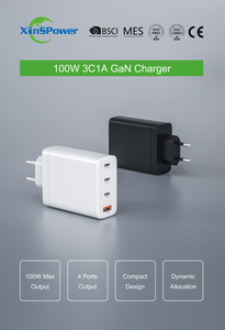 GaN Technology 100 Вт 3 Type-<span class=keywords><strong>C</strong></span> 1 USB-<span class=keywords><strong>A</strong></span> Сменные разъемы для телефона многофункциональный Аккумулятор быстрое зарядное устройство адаптер питания - Product Image 4