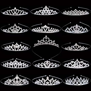 Corona Tiara <span class=keywords><strong>Principessa</strong></span> in Lega con Strass per Bambine, Ingrosso Fabbrica, Tiara per Capelli con Quarzo Trasparente per Compleanni e Feste di Matrimonio - Product Image 1