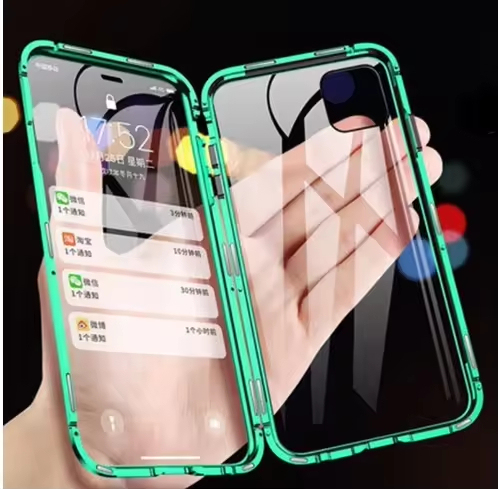 360 Protection Magnetic Waterproof Anti-Fingerprint Phone Case for 15 16 17 Pro Max Double Sided Tempered Glass Metal Frame