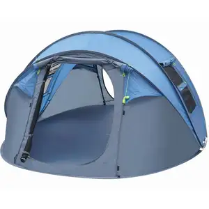 3-4 kişi yağmur geçirmez kamp tek katmanlı taşınabilir hızlı açık otomatik büyük aile plaj hızlı açık su geçirmez kolay kurulan çadır