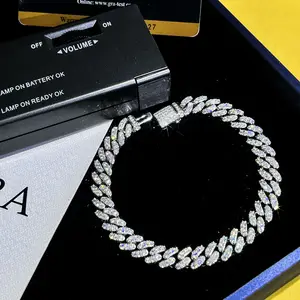 Factory Price Mens Miami Cuban Link Chain Necklace Silver Diamond Cut 925 sterling Silver Necklace Iced Out Hip Hop Jewelry