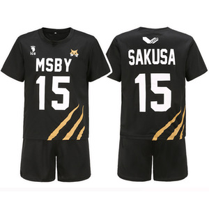 Haikyuu!! Uniforme cosplay della scuola superiore <span class=keywords><strong>Karasuno</strong></span> Black Wolf Team a maniche corte, set unisex, taglia 12 13 15 21 - Product Image 2
