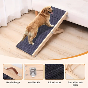 ทางลาดไม้สนธรรมชาติแบบพับได้สำหรับสัตว์เลี้ยง บันไดพกพาสำหรับสัตว์เลี้ยง ทางลาดสำหรับสุนัขพันธุ์เล็กถึงกลาง - Product Image 2