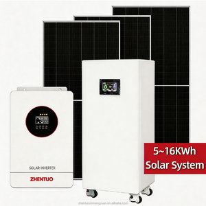 ระบบพลังงานแสงอาทิตย์แบบออฟกริดสำหรับบ้าน ชุดเต็ม 3Kw-20Kw MPPT ชุดแบตเตอรี่ลิเธียมไอออน พร้อมอินเวอร์เตอร์ Pure Sine Wave Zhentuo แบบ All in One - Product Image 1