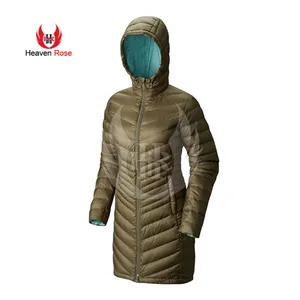 Women's Fashion Slim 2 Layers Seamless Down Padded Jackets For Winter Long Coat OEM Custom Windproof Slim Winter Jacket