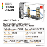 BEBRICKS Serie de Construcción de Edificios Wange 4219 Tower Bridge Londres Inglaterra, Bloques de Construcción de Juguete, Puente de Edificio Famoso
