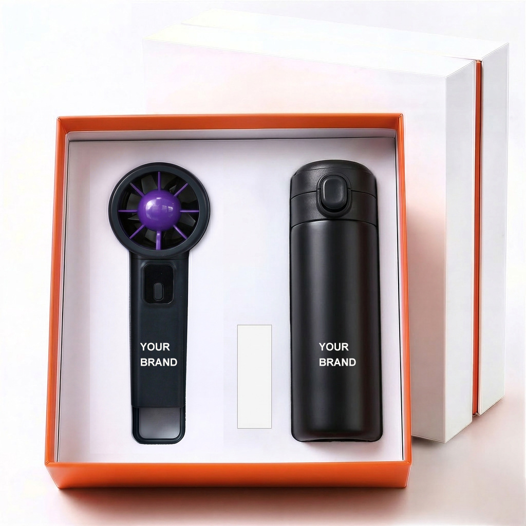 Juego de 2 piezas de ventilador y termo Y38 - Gris