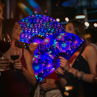 Nouveauté Ventilateur à main pliable UV personnalisé promotionnel Ventilateurs de DJ pour les soirées en boîte de nuit Artisanat en bambou