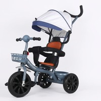 Tricycle et poussette 3-en-1 en plastique pour enfants, style musical, pour garçons et tout-petits, produit de soin pour bébés