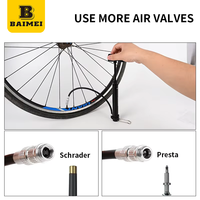 BAIMEI Portable Mini Bike Pump Aluminum Alloy High Pressure 120PSI Waterproof Lightweight Air Inflator for Mountain Road Bikes