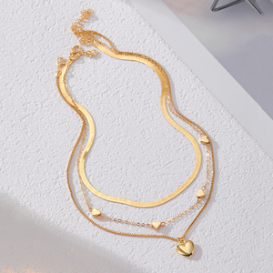 KISSWIFE <span class=keywords><strong>2025</strong></span> nueva moda corazón Triple capas colgante collar para mujeres niñas joyería - Product Image 3