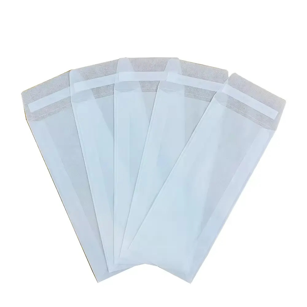 Biyobozunur özel pergamin kağıt posta torbası 100% Compostable malzeme pergamin kağıt zarf ambalaj