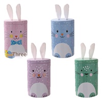 Boîte décorative en fer blanc motif lapin de Pâques, pot à bonbons, rangement festif pour la maison