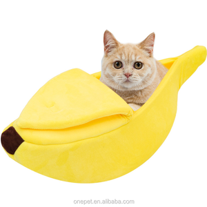 Diseño creativo Banana Cat Bed Nuevo cojín de felpa amarillo con estilo de dibujos animados de moda para gatos domésticos - Product Image 5