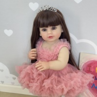 NPK 55CM cuerpo completo dulce princesa suave silicona vinilo Reborn Stand niño niña muñeca realista realmente bebé muñeca con vestido rosa