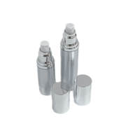Botol Vakum Elektroplating AS Berjendela 15ml 30ml 50ml, Botol Pompa Tanpa Udara Perak dan Emas, Botol Mini Krim Perawatan Kulit