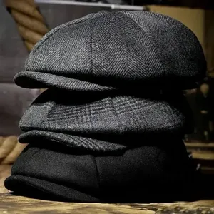 Klassische Vintage Retro Tweed 6-Panel Winter Outdoor Unisex Flatcap mit Schirm - Product Image 4
