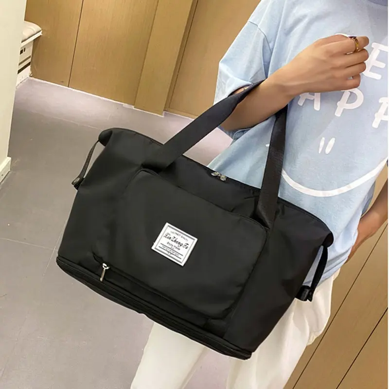 Bolsas de viaje de gimnasio plegables de gran capacidad con logotipo personalizado, bolsa de lona impermeable para gimnasio, bolsa de viaje de lona