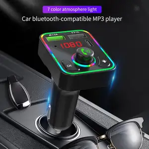 Pemancar lampu latar LED berwarna, pemutar MP3 Disk, adaptor mobil Kit Handsfree, USB QC 3.0 + PD tipe C, pengisi daya Cepat