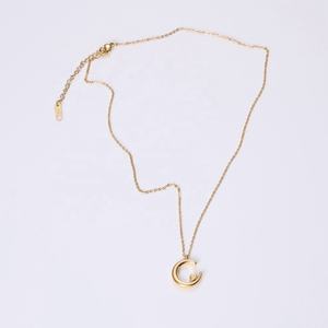 MECYLIFE מינימליסטי נירוסטה 18K זהב מצופה קריסטל שרשרת נשים אופנה יהלומי סהר ירח שרשרת - Product Image 3